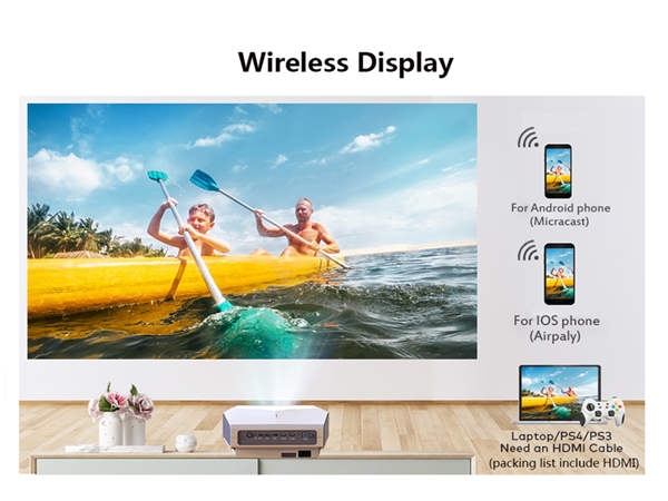 Wireless Projector Wireless Connectivity Support Screen Mirroring Miracast with YouTube